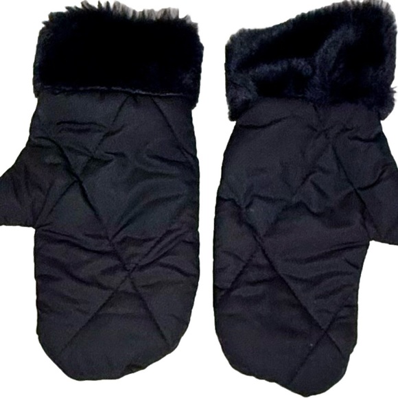 Unbranded Women’s Winter Mittens Solid Black Satin Feel Very Soft Faux Fur Cuff - Picture 5 of 7